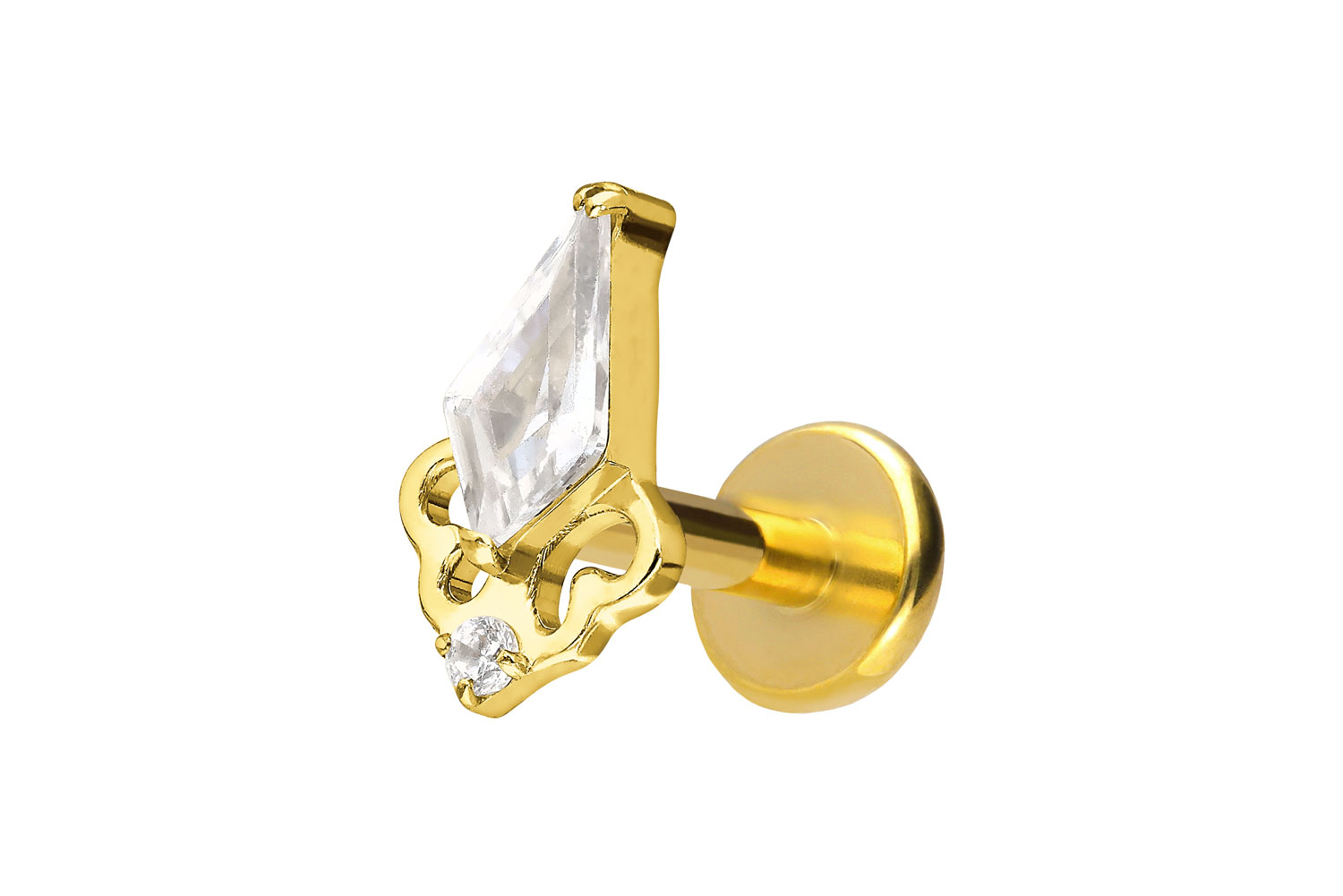 Titan Labret Piercing mit Push Fit KRISTALLSCHILD